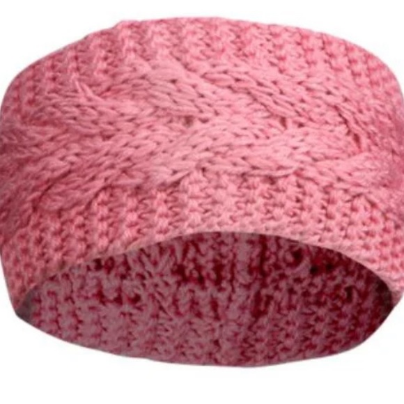 Pink Knitted Wool Empty Top Hat Headband Ear-warmers. - Picture 2 of 4